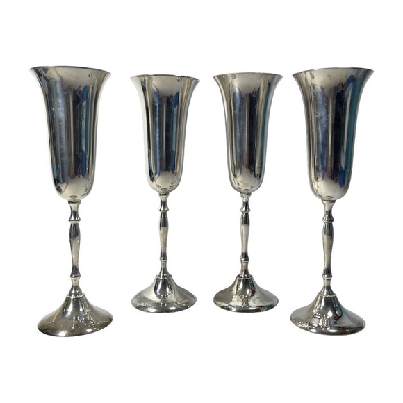 Vintage International Silver Co Silverplated Goblets Set of 4 Wine Glass India - Picture 1 of 10